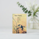 SPRING BIRD ON A FLOWER TREE brown yellow Business Card (Standing Front)