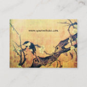SPRING BIRD ON A FLOWER TREE brown yellow Business Card (Back)
