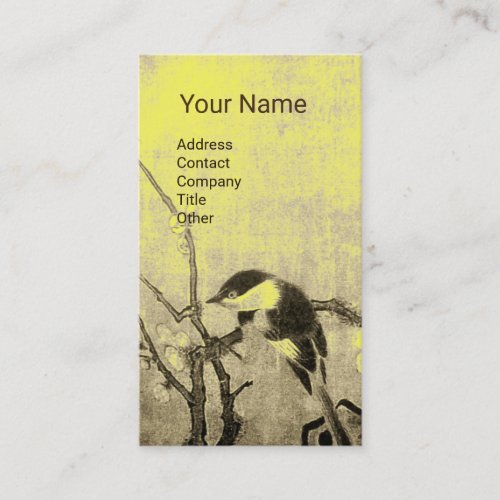 SPRING BIRD ON FLOWER TREE Brown Yellow Floral Business Card