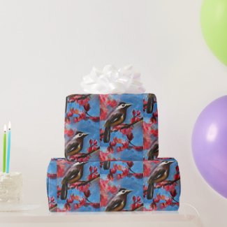 Spring Bird Painting Wrapping Paper