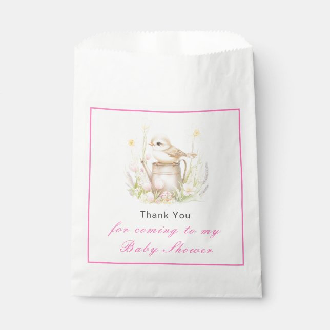 Spring Bird Watering Can Baby Shower Favor Bag (Front)