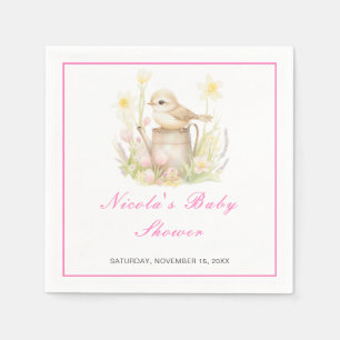 Spring Bird Watering Can Baby Shower Napkins
