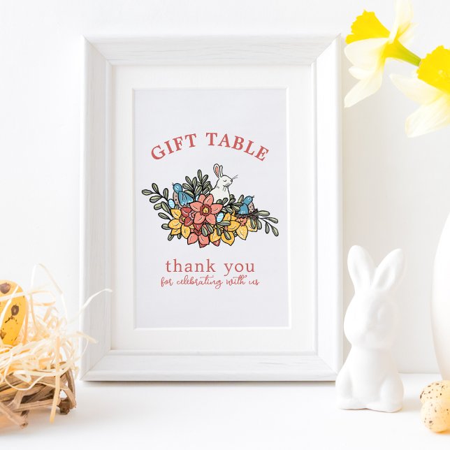 Spring Birds and Bunny Baby Shower Gift Table Sign (Creator Uploaded)