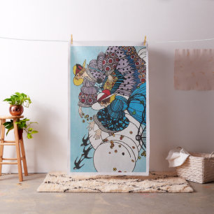 SPRING BIRDS AND LADIES ,ART DECO BEAUTY FASHION FABRIC