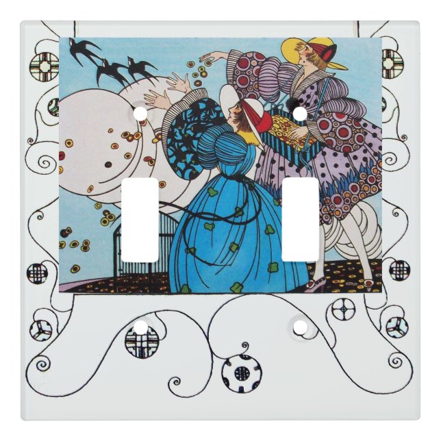 SPRING BIRDS AND SWIRLS / FASHION Geometric Swirls Light Switch Cover (Front)
