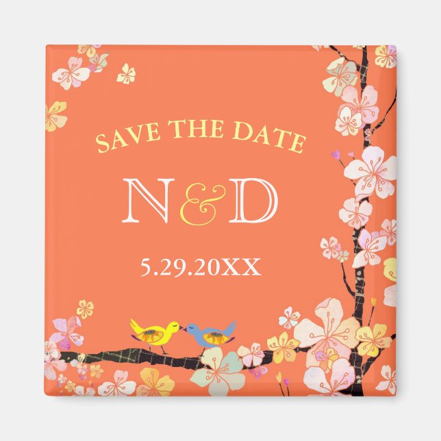 Spring Birds Backyard Wedding Save the Date Magnet (Front)