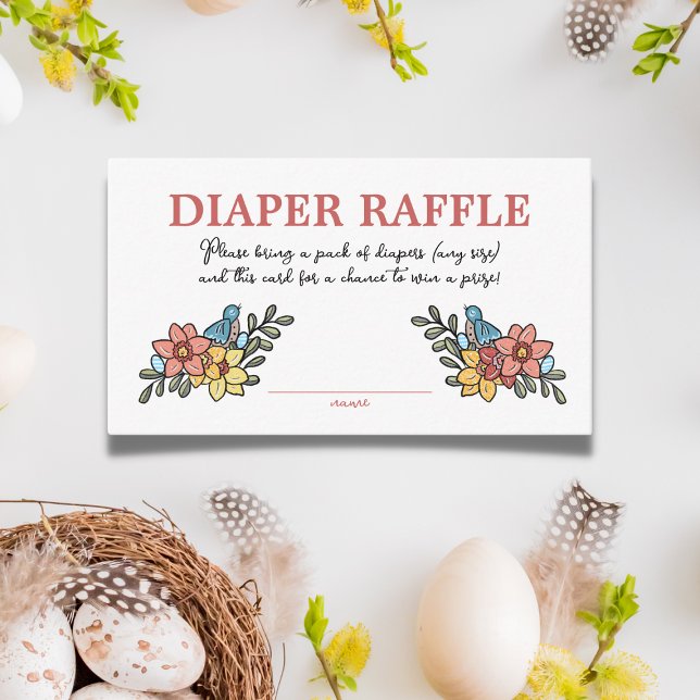 Spring Birds Diaper Raffle Baby Shower Enclosure Card (Creator Uploaded)