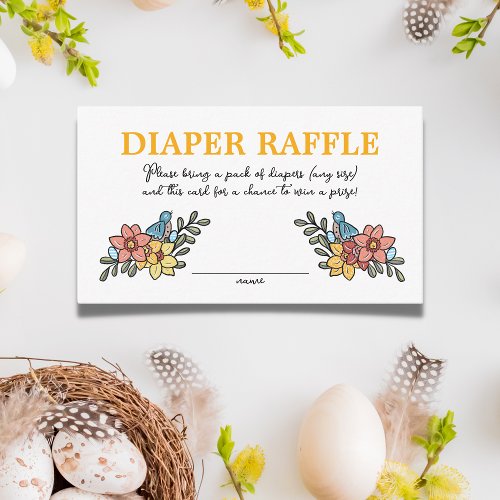 Spring Birds Diaper Raffle Baby Shower Enclosure Card