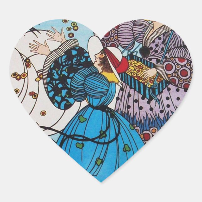 SPRING BIRDS / FASHION COSTUME DESIGNER HEART HEART STICKER (Front)
