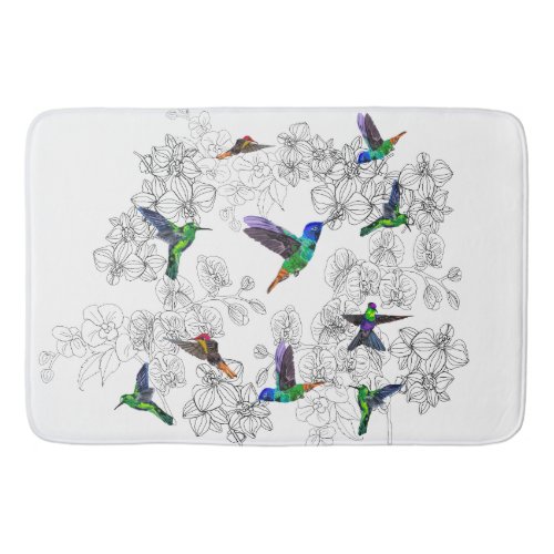 Spring Birds _ Hummingbird _ ChooseAdd Your Color Bath Mat