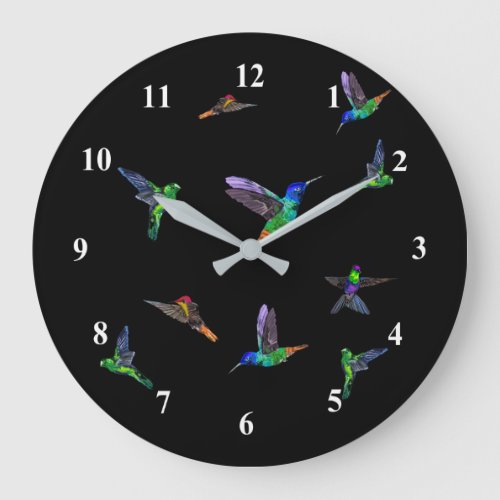Spring Birds _ Hummingbird _ ChooseAdd Your Color Large Clock
