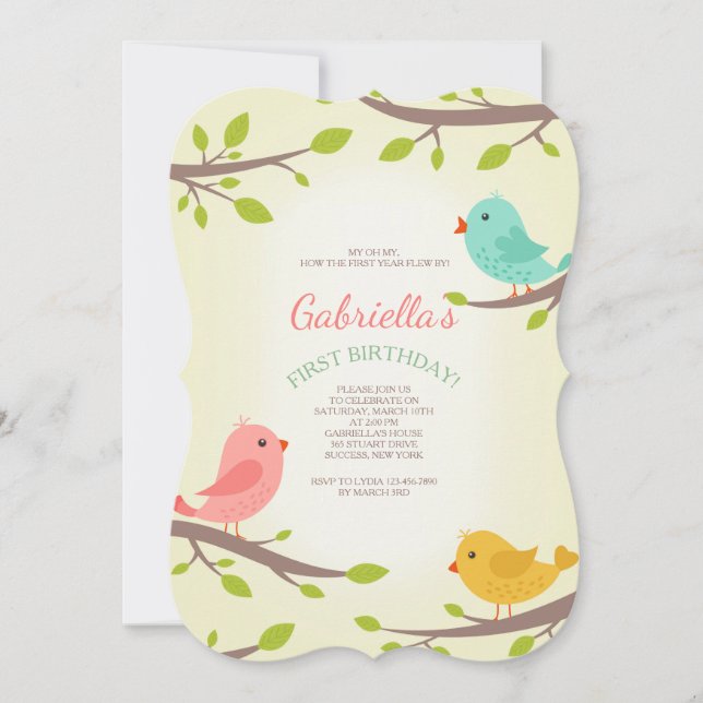 Spring Birds Invitation (Front)