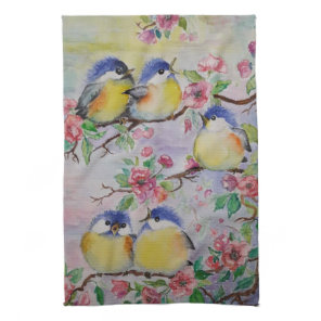 Spring Birds Kitchen Towel Beautiful Sparrows