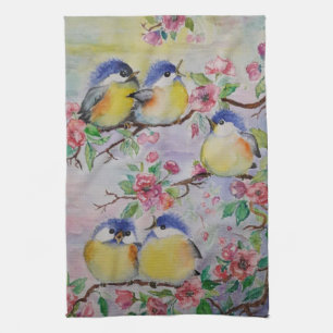 Spring Birds Kitchen Towel Beautiful Sparrows