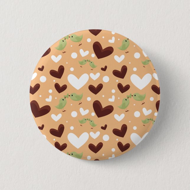 Spring Birds Love Couple Sweet Chocolate Heart Button (Front)