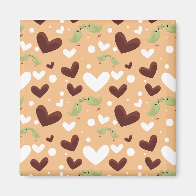 Spring Birds Love Couple Sweet Chocolate Heart Magnet (Front)