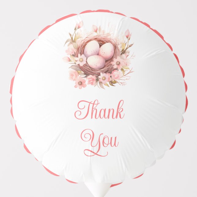 Spring Birds Nest Baby Shower Balloon (Front)