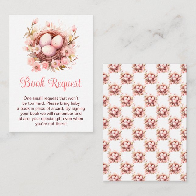 Spring Birds Nest Baby Shower Book Request Enclosure Card (Front/Back)