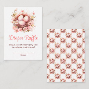 Spring Birds Nest Baby Shower Diaper Raffle Enclosure Card