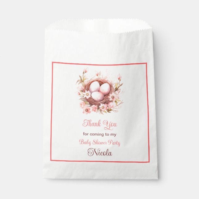 Spring Birds Nest Baby Shower Favor Bag (Front)
