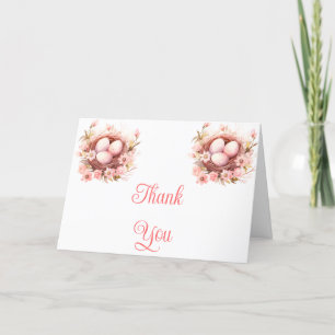 Spring Birds Nest Baby Shower Letterpress Thank You Card