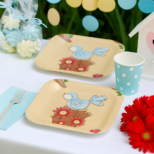 Spring Birds Paper Plates