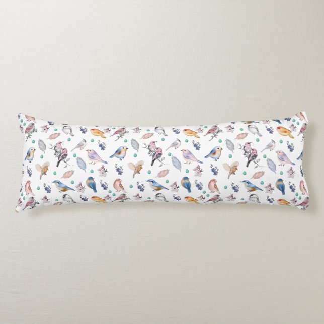 Spring Birds Pattern Body Pillow (Front)