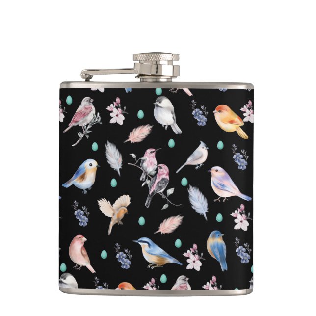 Spring Birds Pattern Flask (Front)