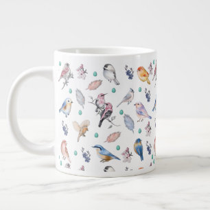 Spring Birds Pattern Giant Coffee Mug