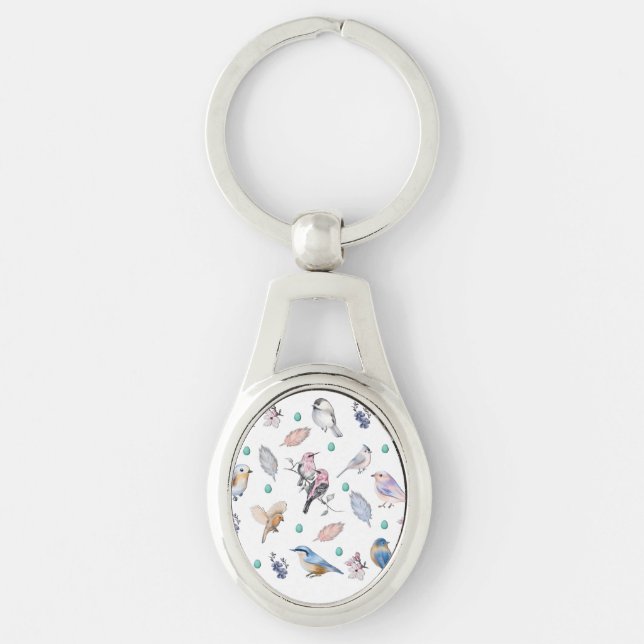 Spring Birds Pattern Keychain (Front)