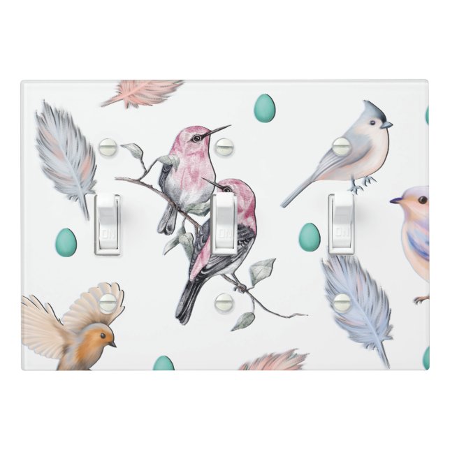 Spring Birds Pattern Light Switch Cover (In Situ)