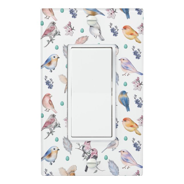 Spring Birds Pattern Light Switch Cover (In Situ)