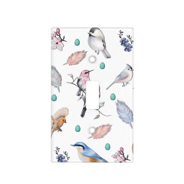 Spring Birds Pattern Light Switch Cover (Front)
