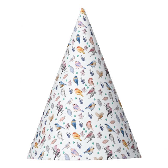Spring Birds Pattern Party Hat (Front)