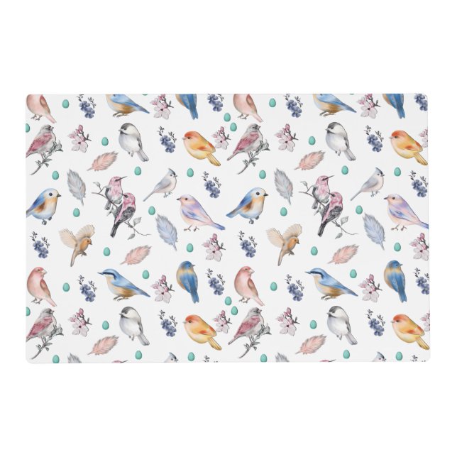 Spring Birds Pattern Placemat (Back)