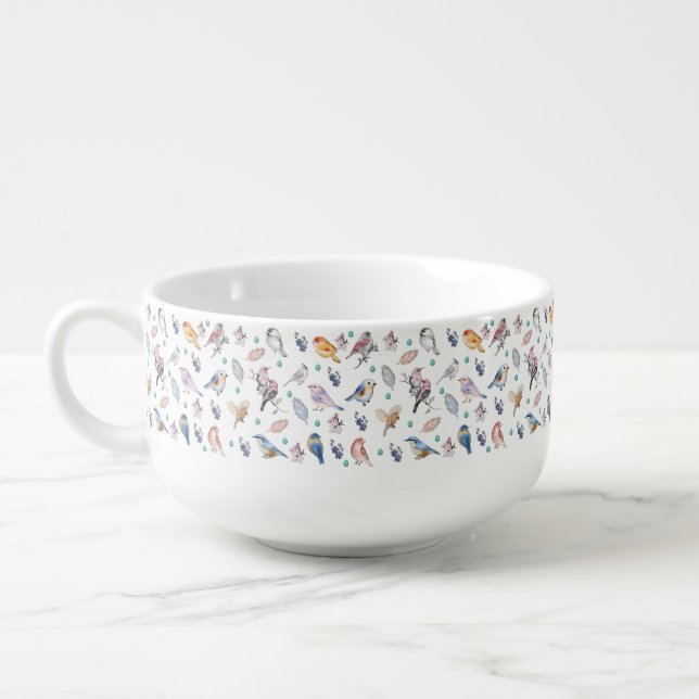 Spring Birds Pattern Soup Mug (Right)