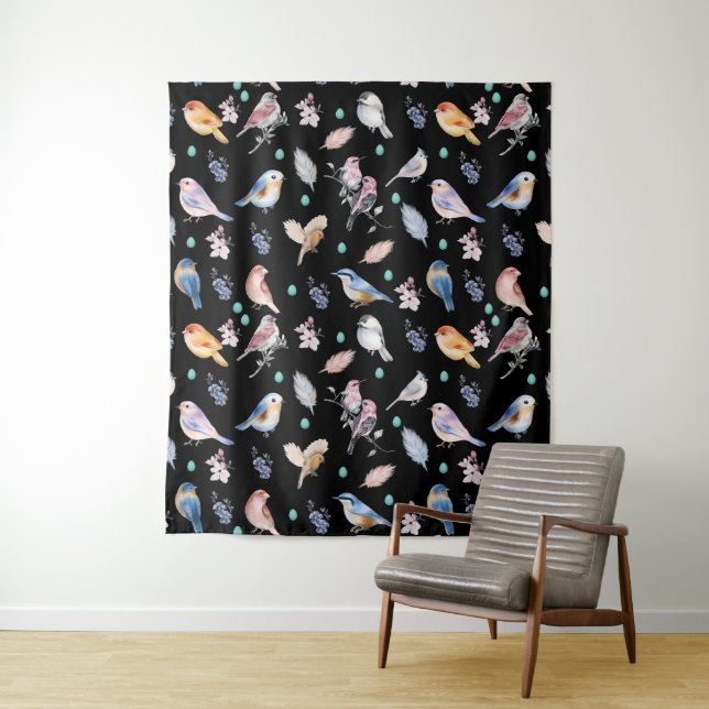 Spring Birds Pattern Tapestry (In Situ)