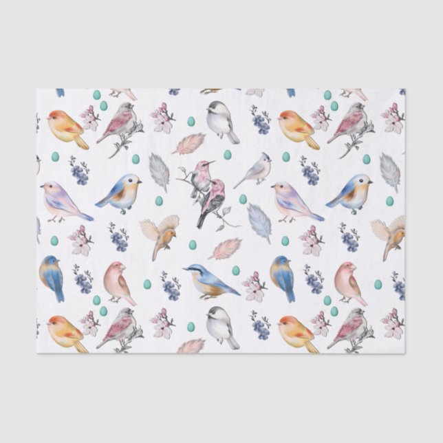Spring Birds Pattern Tissue Paper (Front)