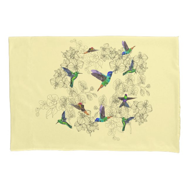 Spring Birds Pillow Case - Custom Colors (Front)