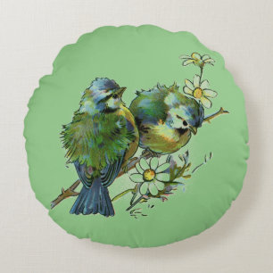 Spring Birds Round Pillow