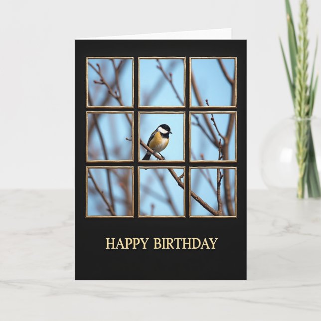 Spring Birthday Bird Window Card (Front)