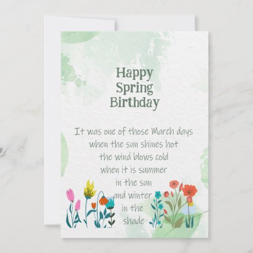  Spring Birthday Quote Poem Charles Dickens  Card