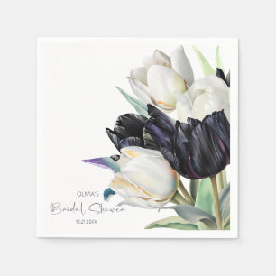 Spring black and white tulips Bridal shower Napkins