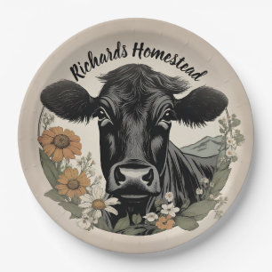 Spring Black Cow Paper Plates