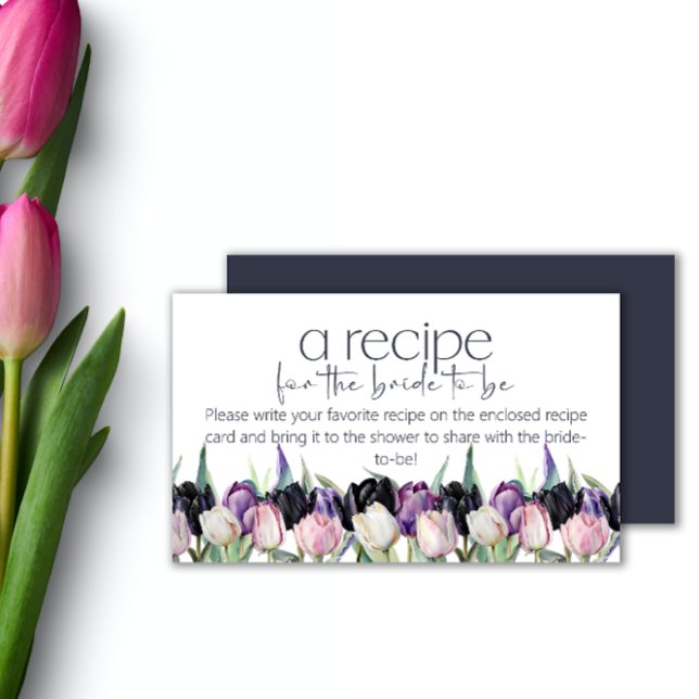 Spring black white tulips Recipe for the bride Enclosure Card (Creator Uploaded)