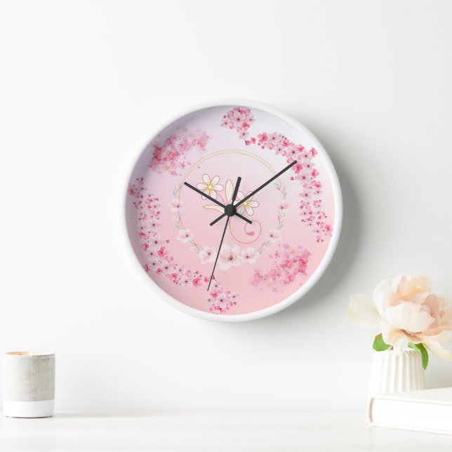 Spring Blessing: Pink Floral Delight Clock (Home)