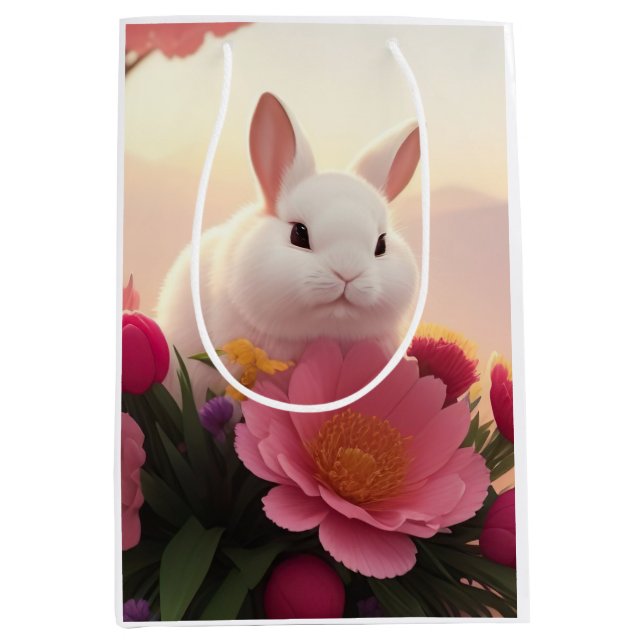 Spring Blessings Bunny Flower Spring Gift Bag (Front)