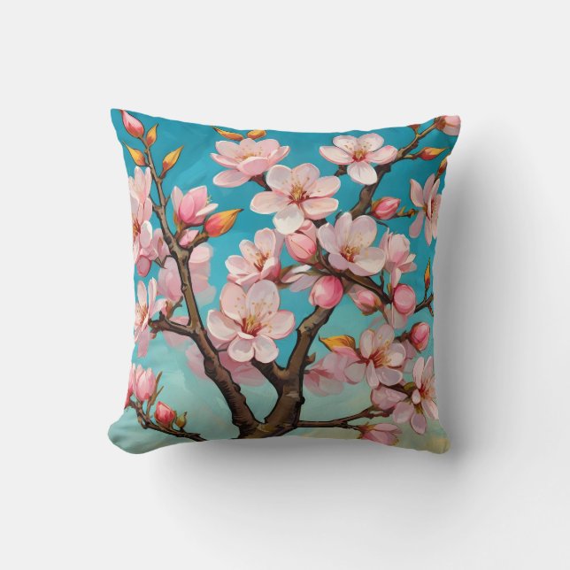 Spring Bloesemwakening Throw Pillow (Front)