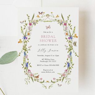 Spring Bloom Butterflies and Flowers Bridal Shower Invitation