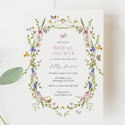 Spring Bloom Butterflies and Flowers Bridal Shower Invitation